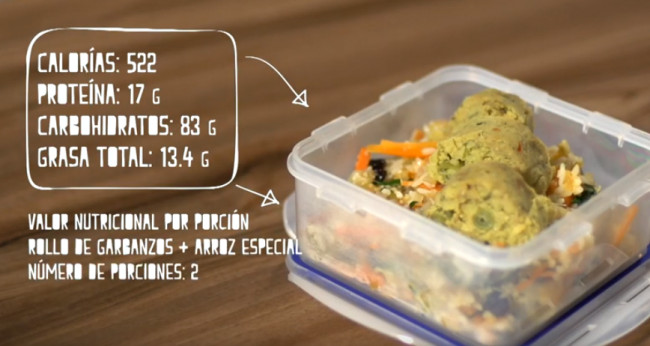 Rollo de garbanzos con arroz especial